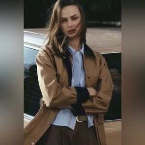 🏷️Anthropologie Maeve Rhinestone button up Patch Pocket Shirt Stripes Longsleeve